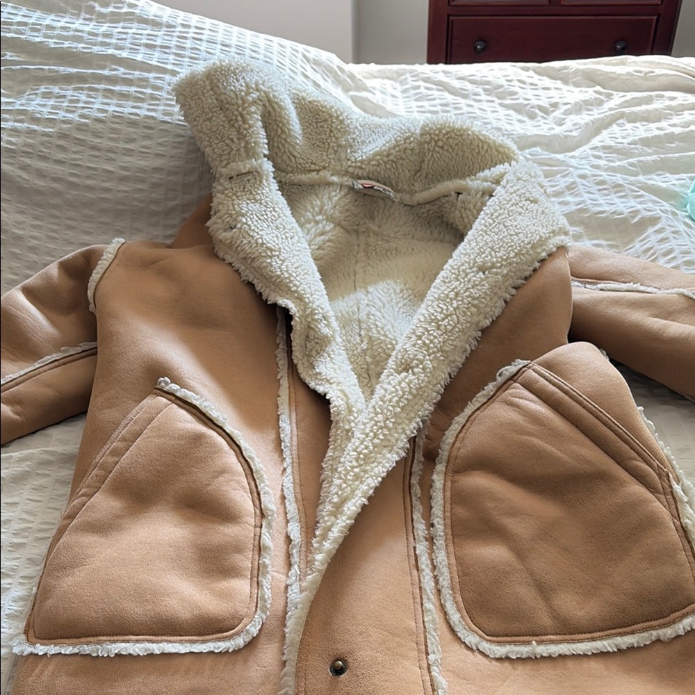 Kids Cream Sherpa-Lined Tan Jacket